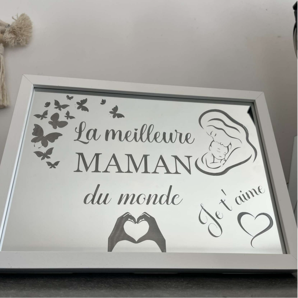 ✨ Miroir LED Gravé "La Meilleure Maman du Monde" – Cadeau Unique et Émotionnel 💖
