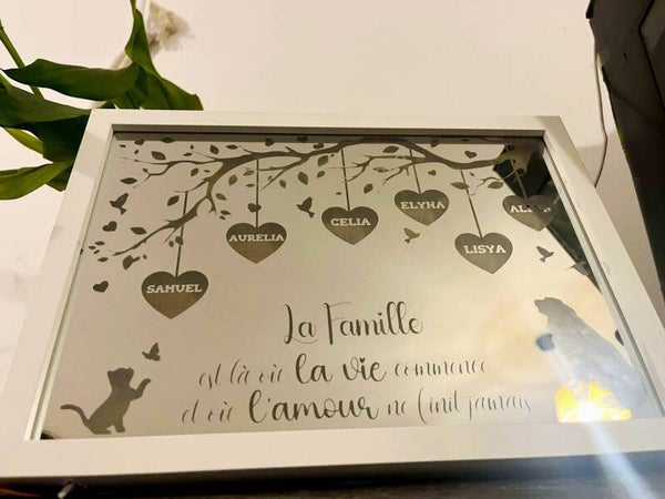 Miroir lumineux personnalisé avec prénoms