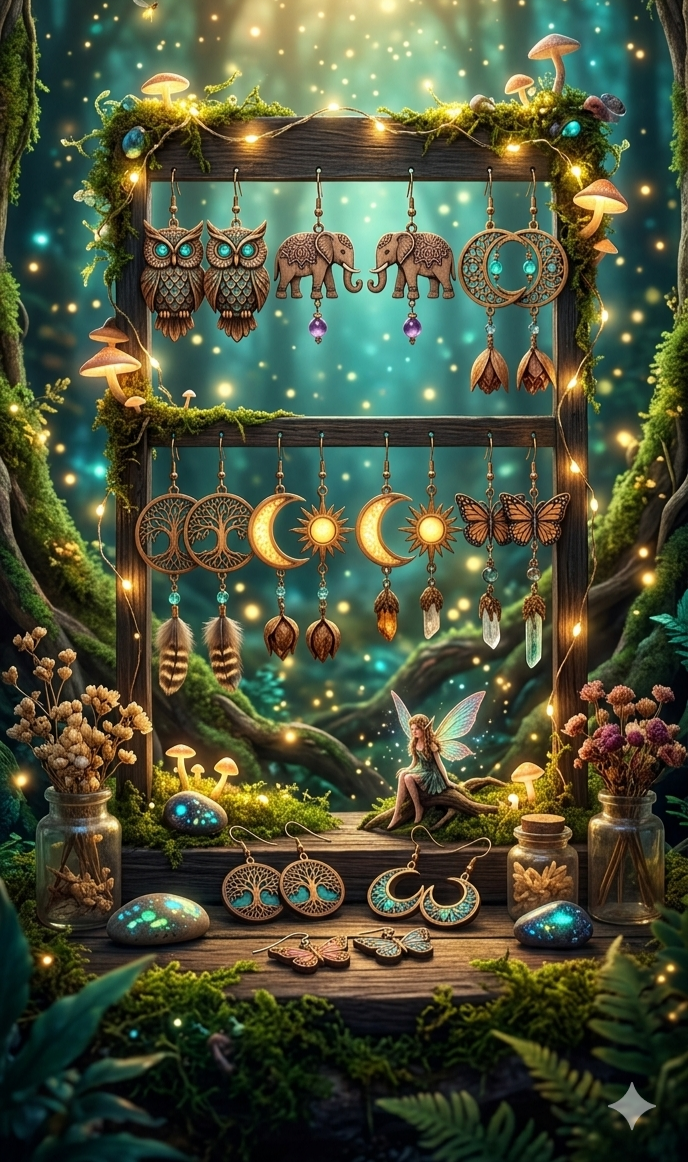 Boucles d’oreilles en bois élégantes et artisanales | Mystik Créa