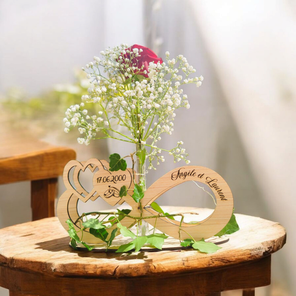 Support en bois gravé personnalisé – Cadeau anniversaire de mariage unique | Mystik Créa