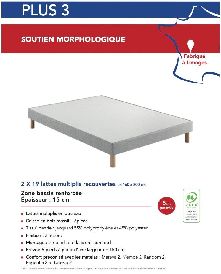 Sommier PLUS 3 + pieds