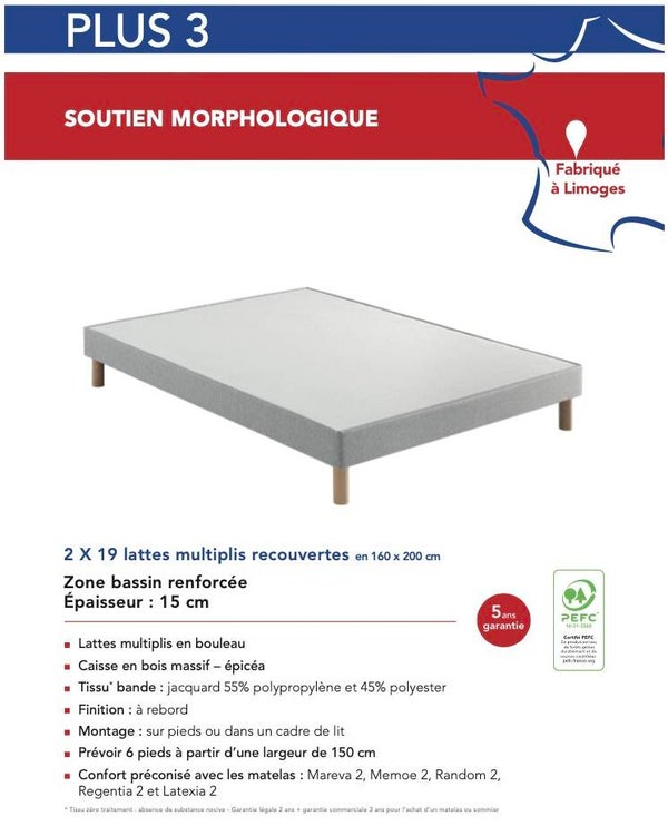 Sommier PLUS 3 + pieds
