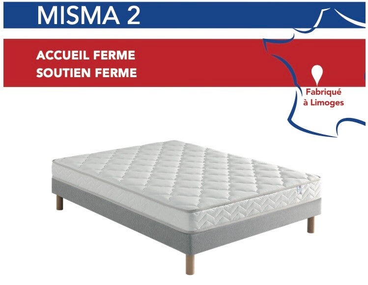 Ensemble literie : Matelas MISMA 2 + sommier + pieds + livraison avec installation