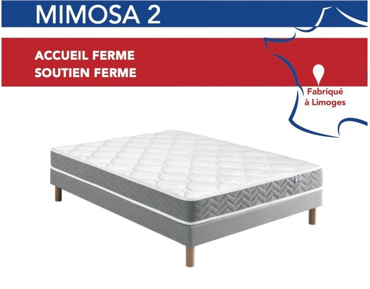 Ensemble literie : Matelas MIMOSA 2 + sommier + pieds + livraison avec installation