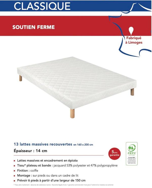 Sommier CLASSIQUE + pieds