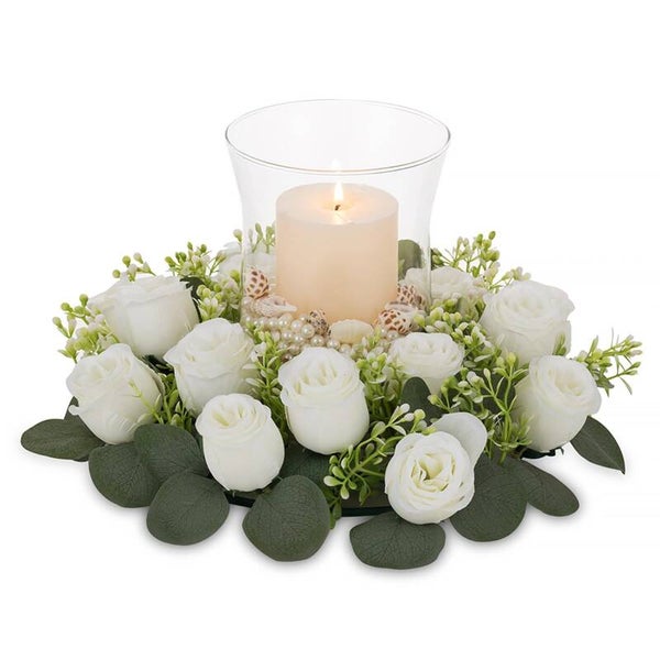 NUPTIO Glaszylinder mit Sockel für Kerzen Kerzenhalter aus Glas, 34cm