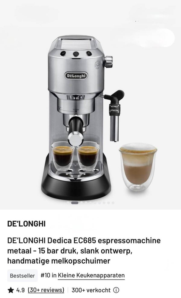 DE'LONGHI Dedica EC685 espressomachine.
