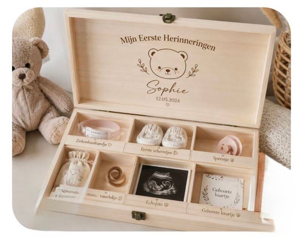 Gepersonaliseerde Houten Herinneringsdoos – Naam & Geboortedatum . (Kopie)