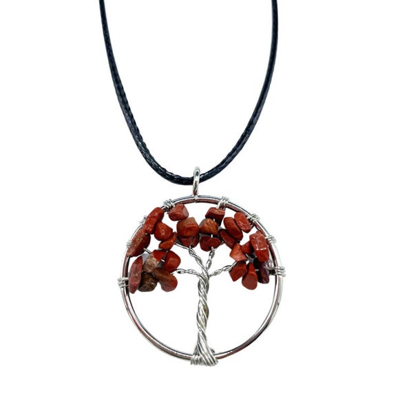 Red Jasper Tree of Life Gemstone Necklace