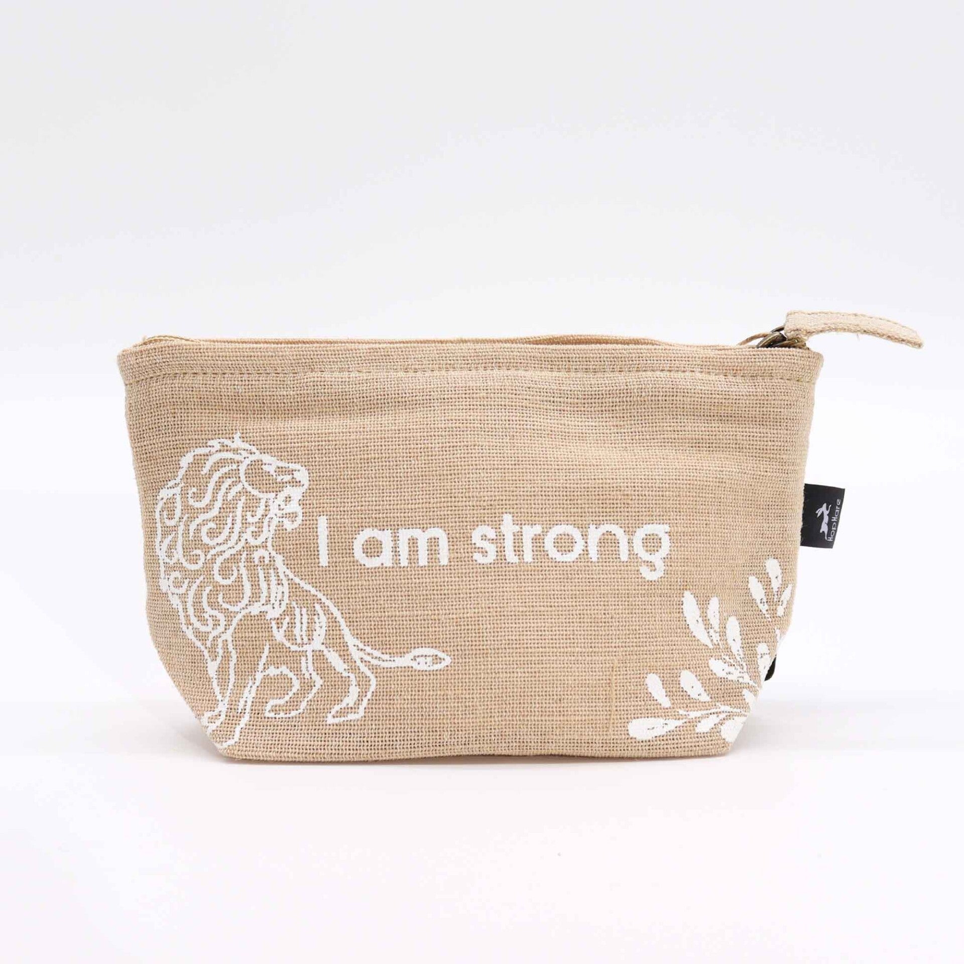I am Strong Hop Hare Jute Pouch