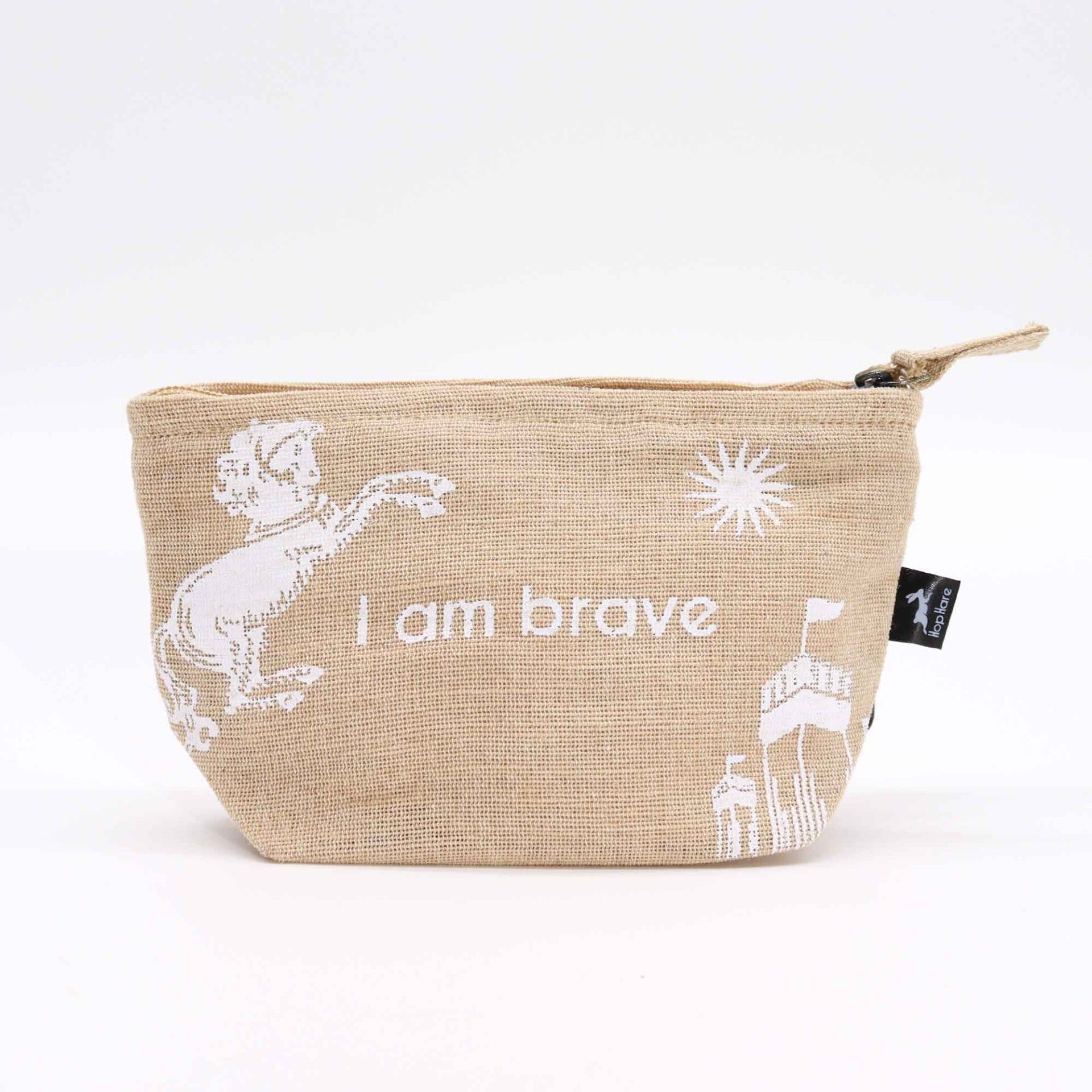 I am Brave Hop Hare Jute Pouch