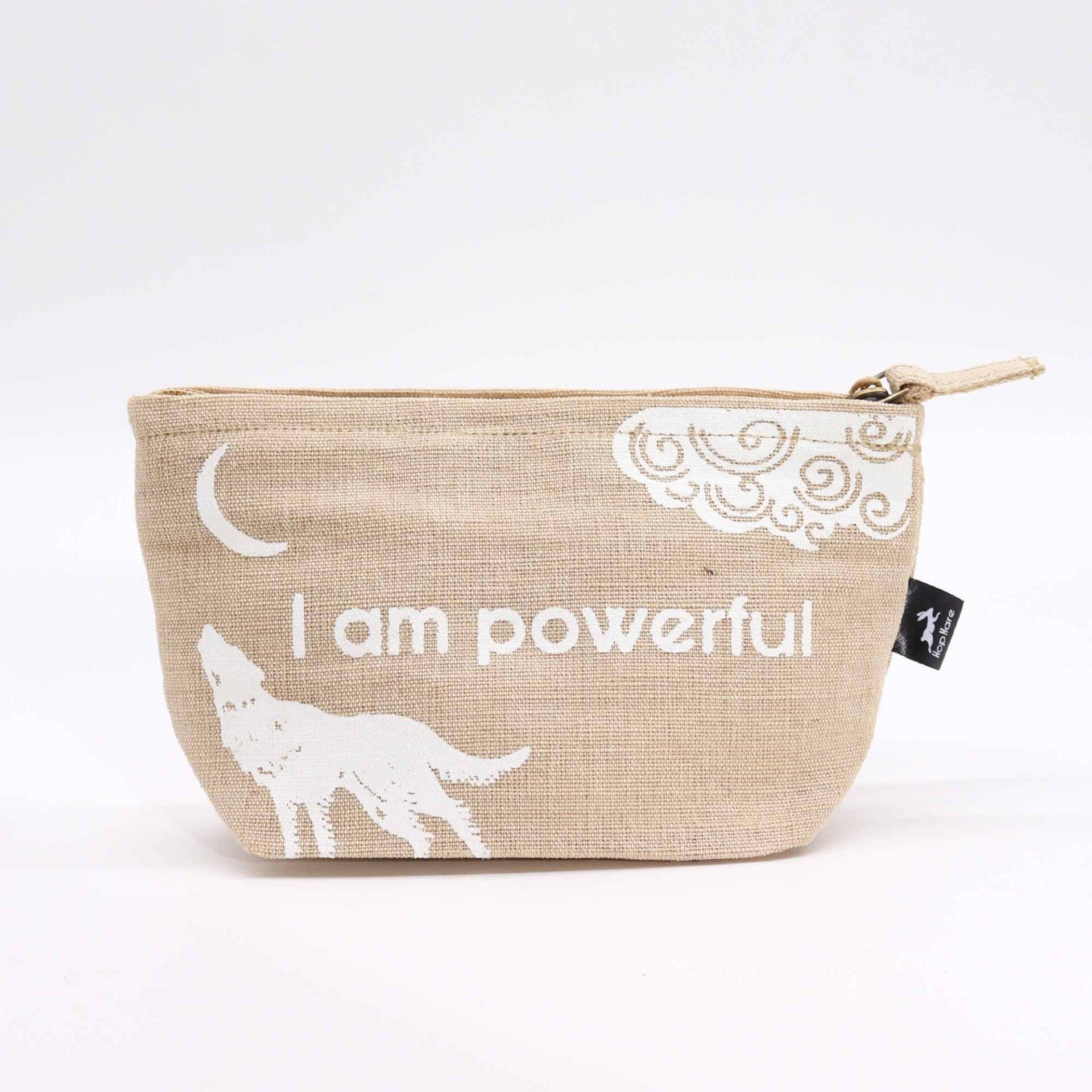 I am Powerful Hop Hare Jute Pouch