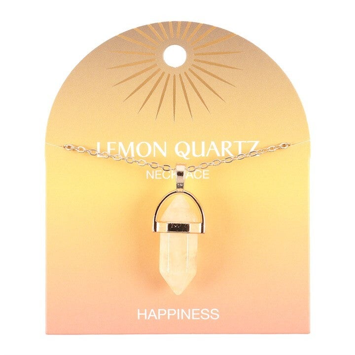 Lemon Quartz Crystal Point Necklace