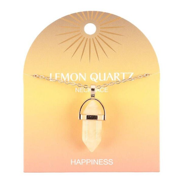 Lemon Quartz Crystal Point Necklace