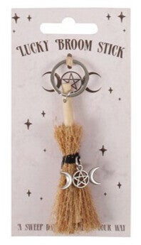 Triple Moon Charm Broomstick Keyring