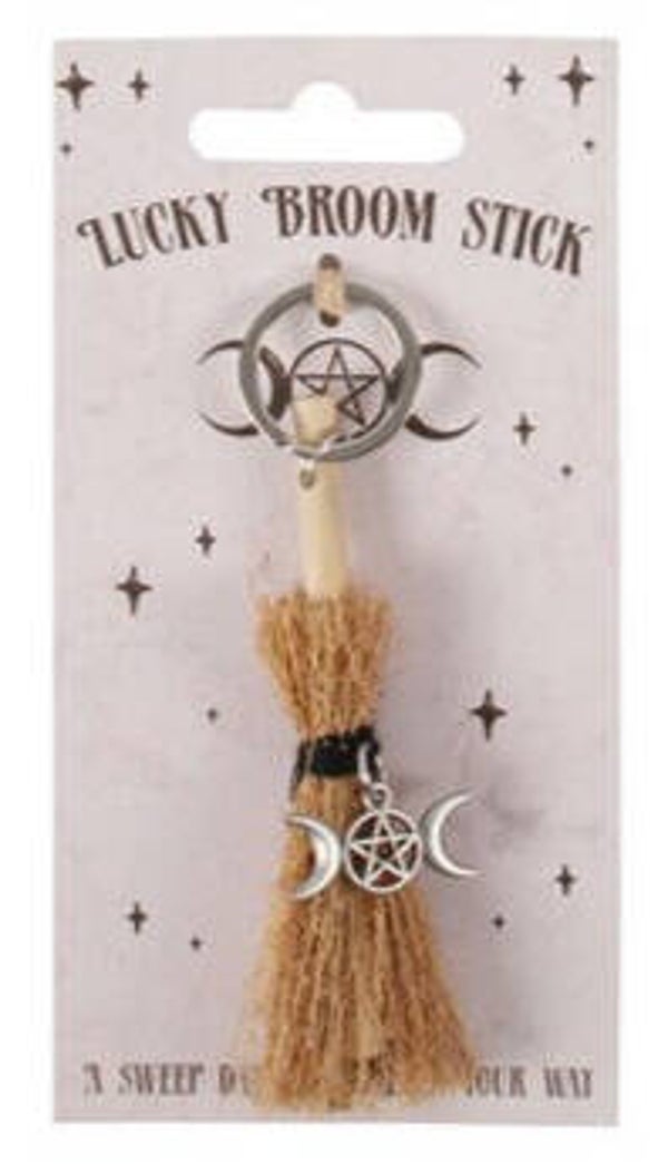 Triple Moon Charm Broomstick Keyring
