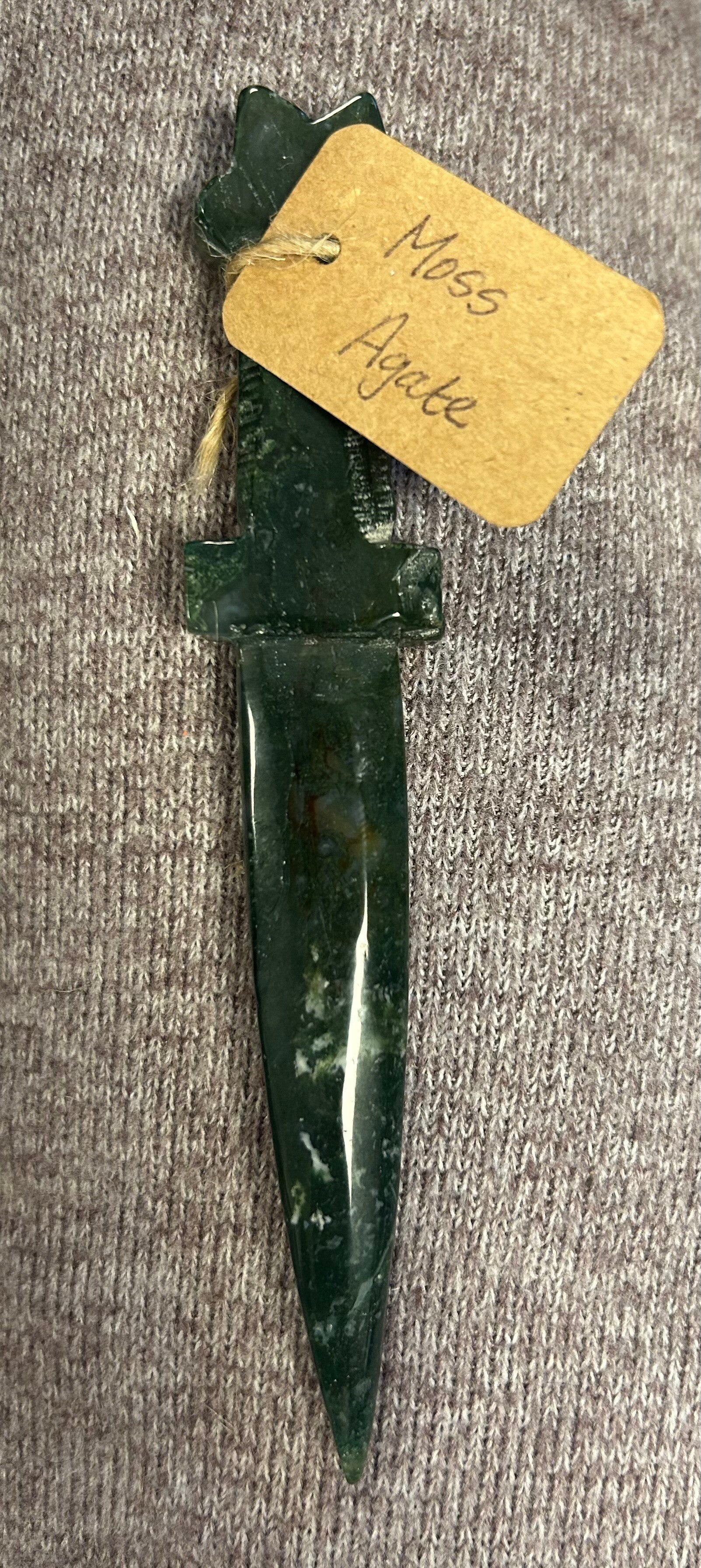 Moss Agate (Green) Crystal Athame