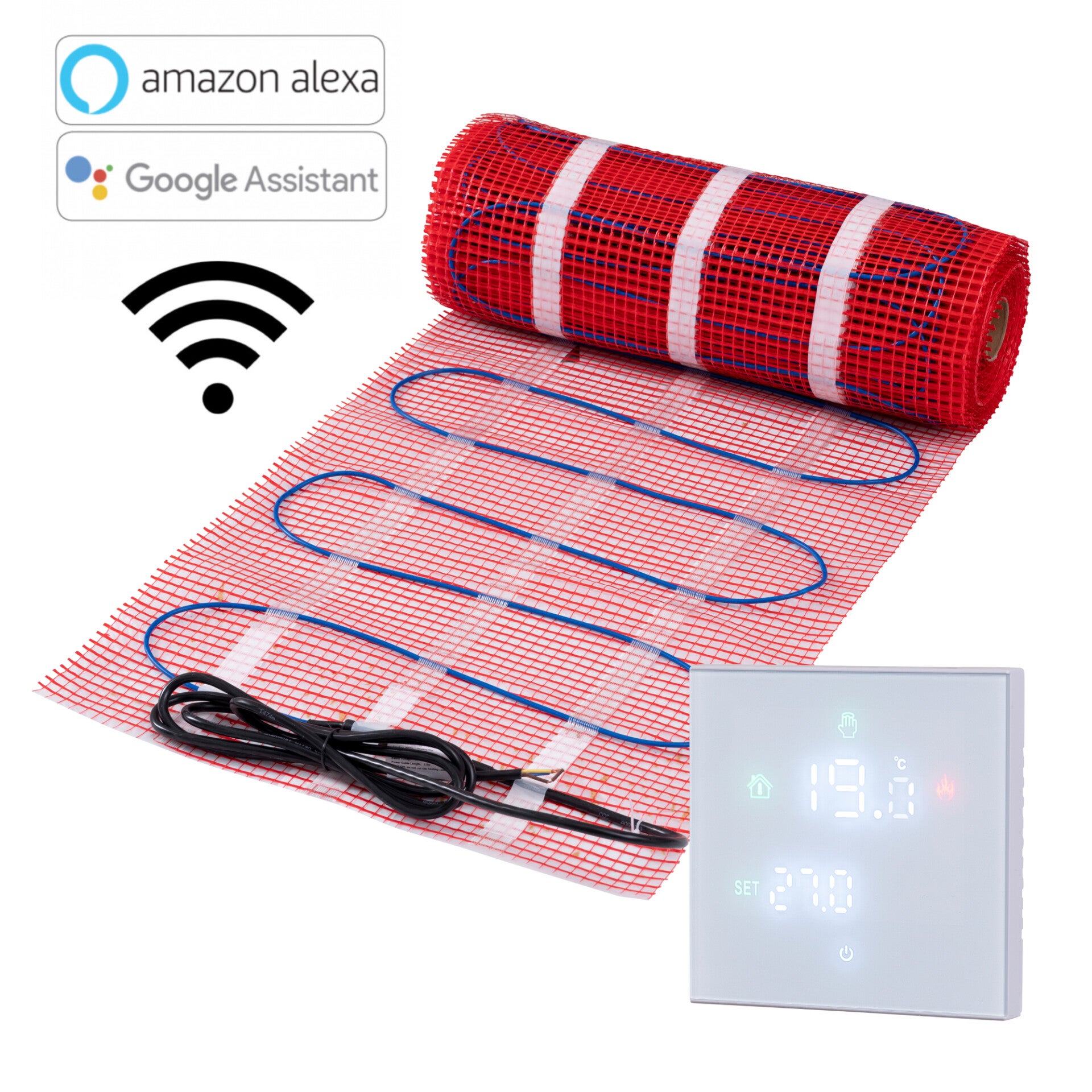 Complete vloerverwarming set, 150 watt incl digitale Wifi thermostaat.