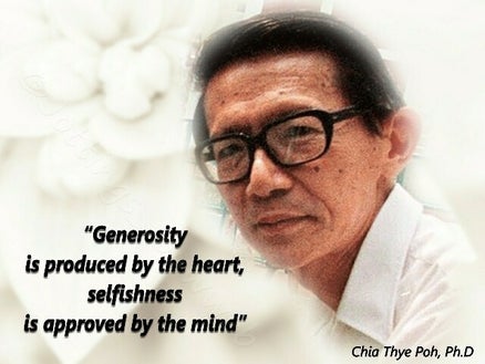 Jottings Life Generosity Selfishness Chia Thye Poh PhD