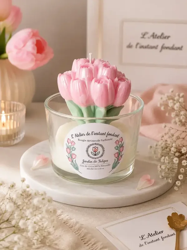 🌷Bougie Tulipe 2 en 1 Rose