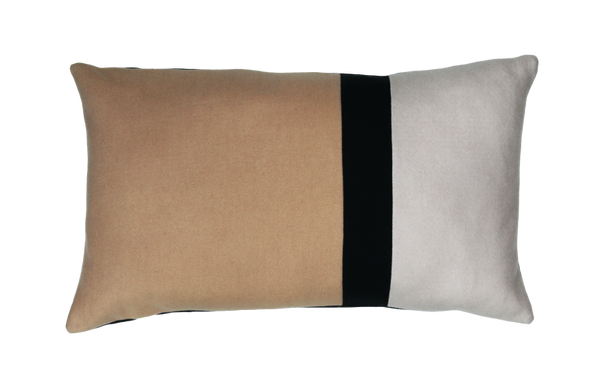 Kussen colour blocking camel zwart zand