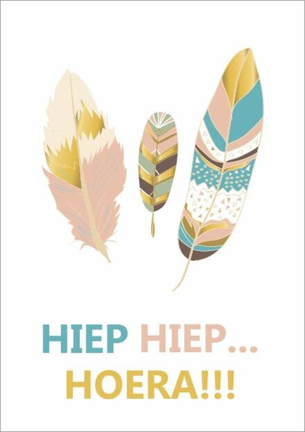 Link wenskaart 41 - Hiep hiep hoera (bohemian)