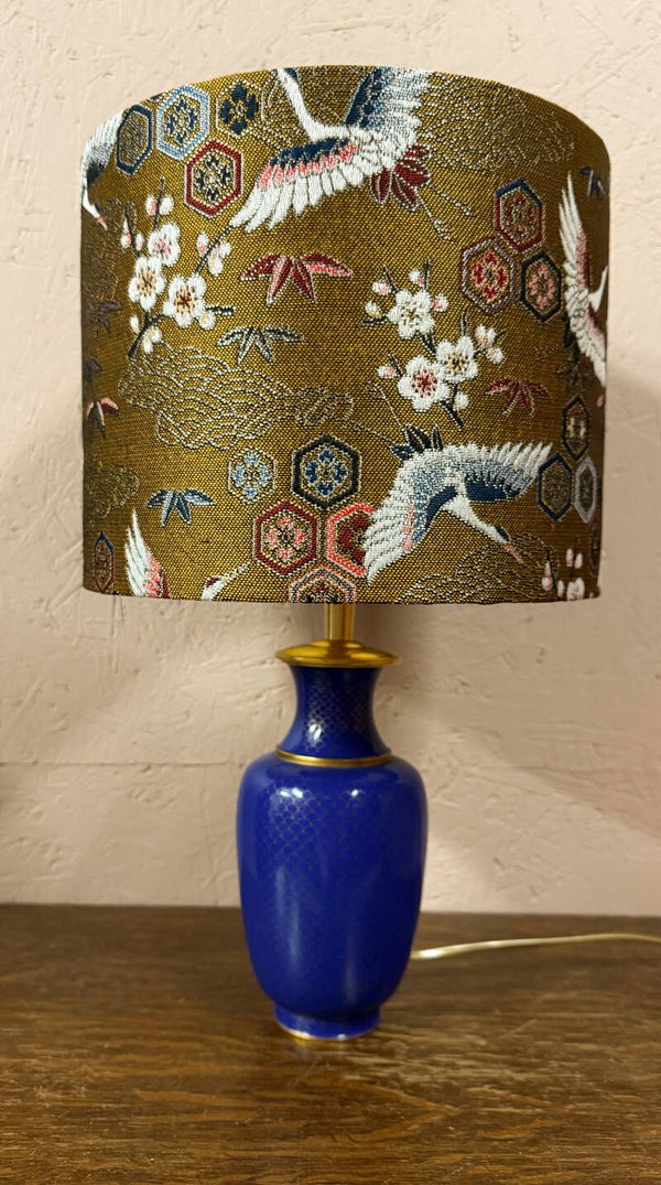 Lampenvoet cloisonne blauw met gouden kap