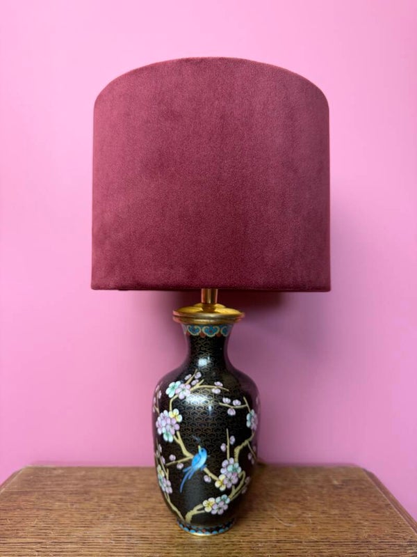 Vaaslamp met vogels en rode kap