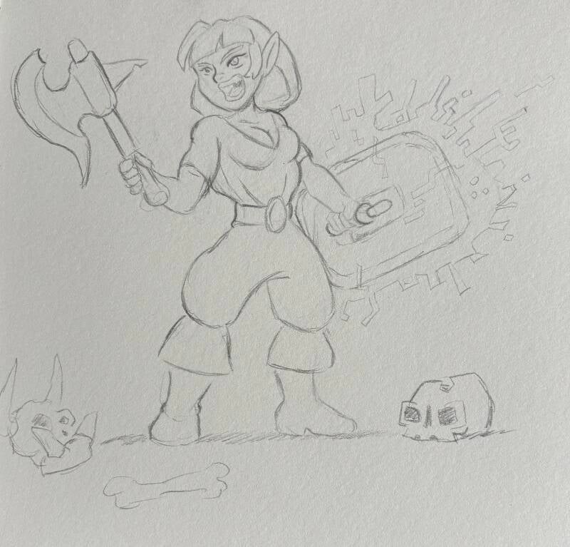 Schets warrior with axe