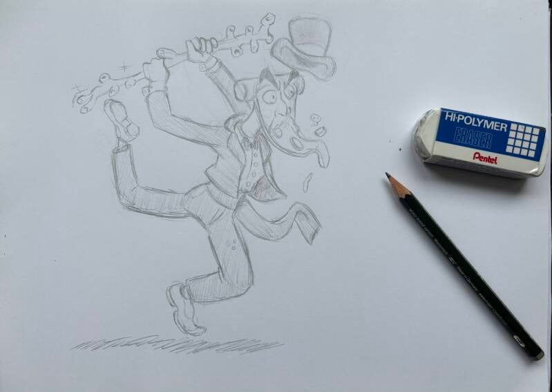 Magician, Coral, Slice Sketch