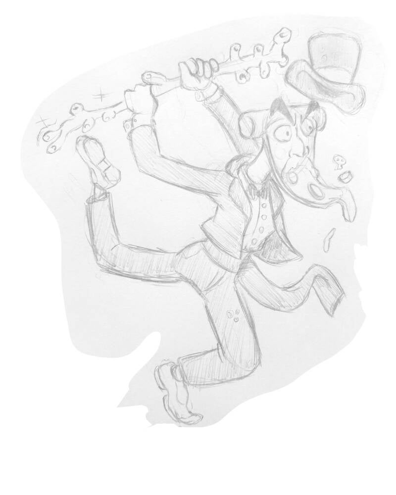 Magician, Coral, Slice Sketch