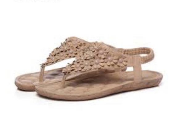 Bruine sandalen met bloemen