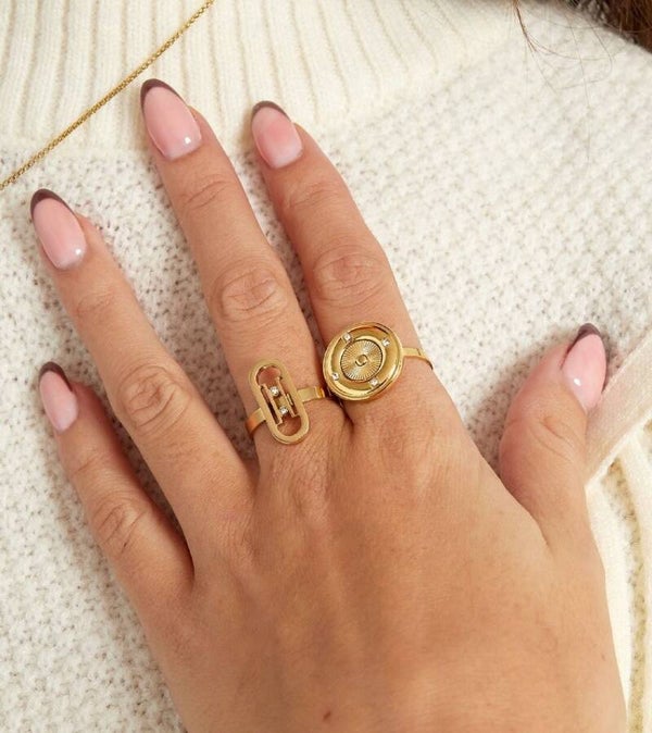 Ring rond met strass - Goud