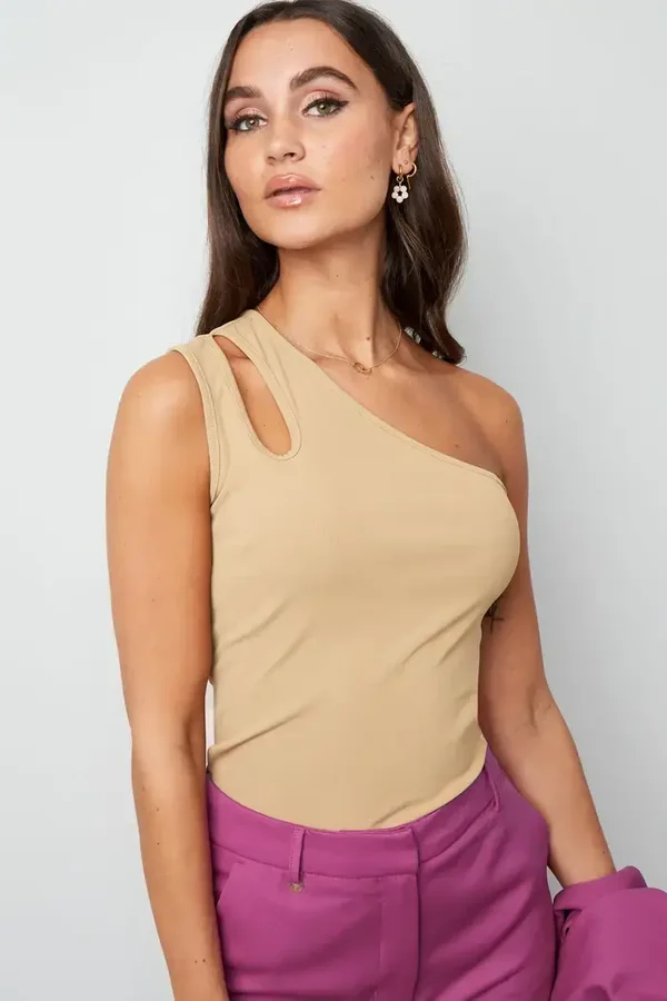 One shoulder top - Nude