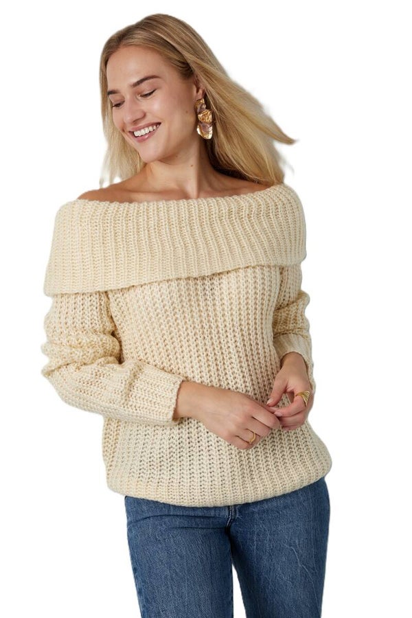 Off-shoulder trui - Creme