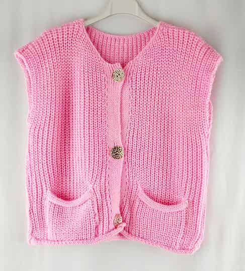 Grofgebreide sleeveless top - Roze