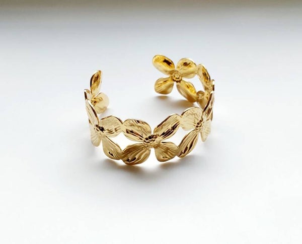Armband bangle flower - Goud