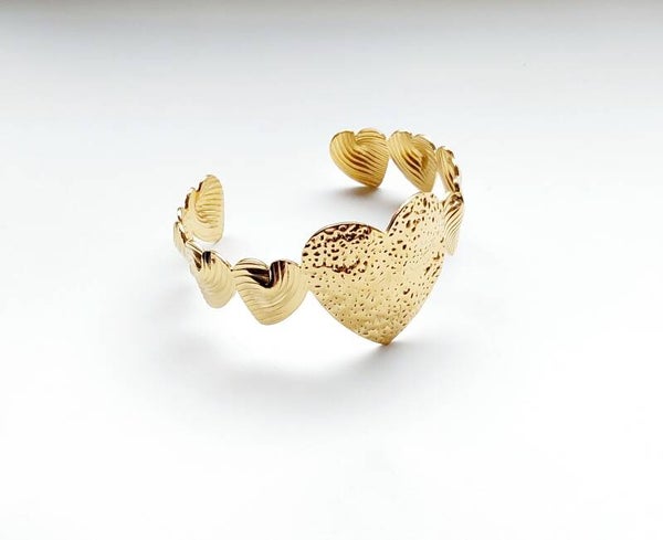 Armband bangle heartdrop - Goud