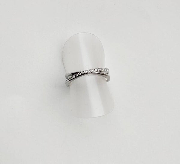 Ring cross strass - Zilver