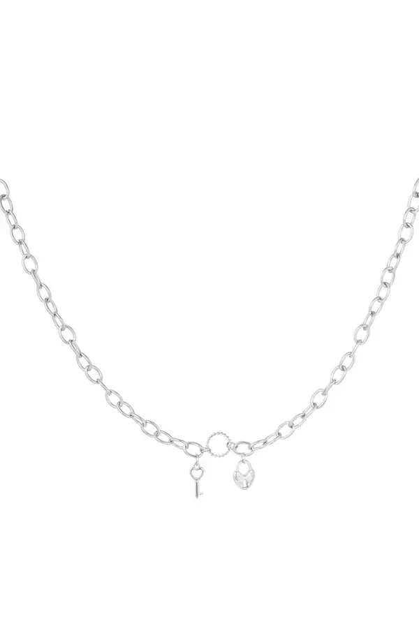 Schakelketting sleutel en slot - Zilver
