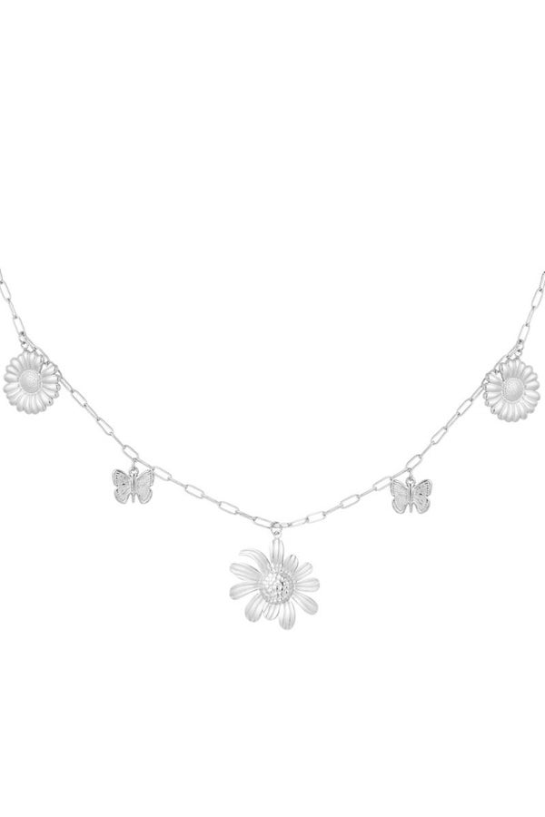 Bedelketting flowerlicious - Zilver