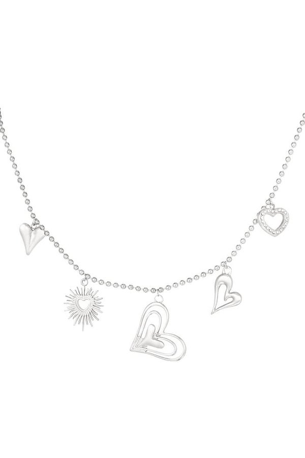 Bedelketting hearts - Zilver