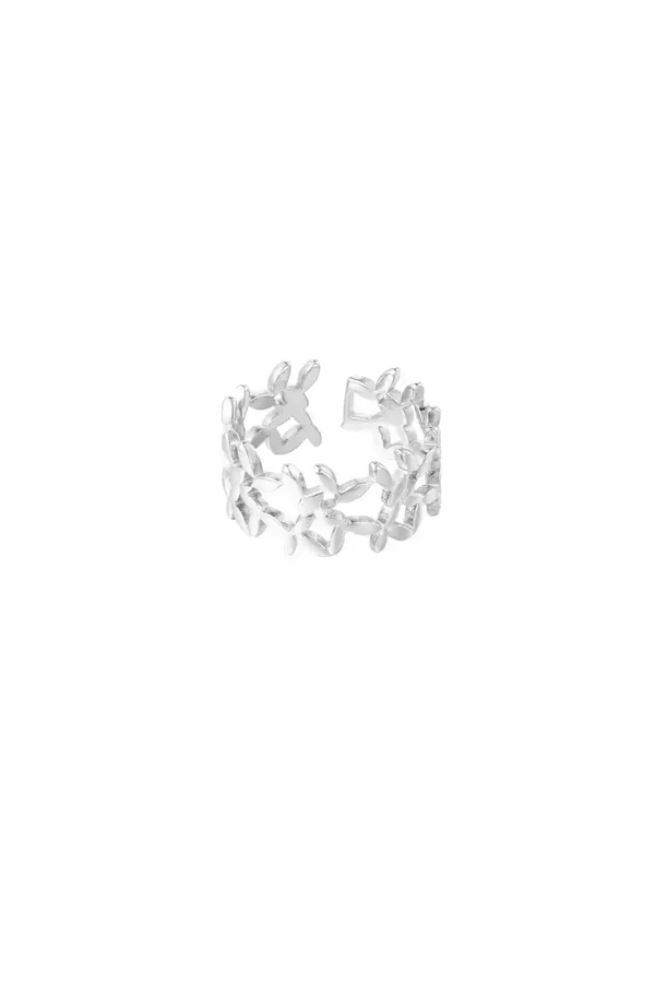 Ring cute flowers - Zilver