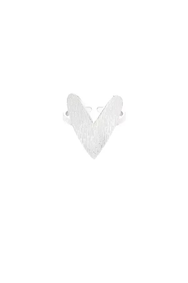 Statement ring vol hart - Zilver