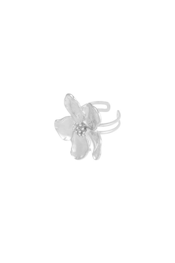 Statement ring daisy flower - Zilver