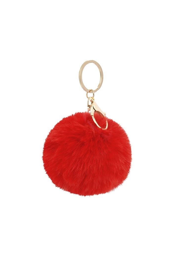 Sleutelhanger / tashanger fluffy bal - Rood