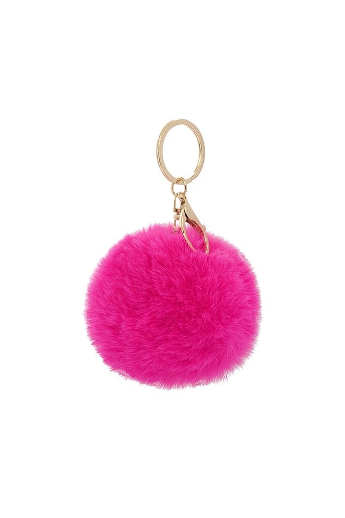 Sleutelhanger / tashanger fluffy bal - Fuchsia
