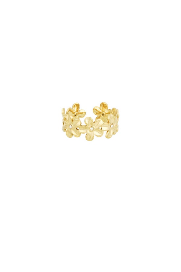 Ring little flowers strass - Goud