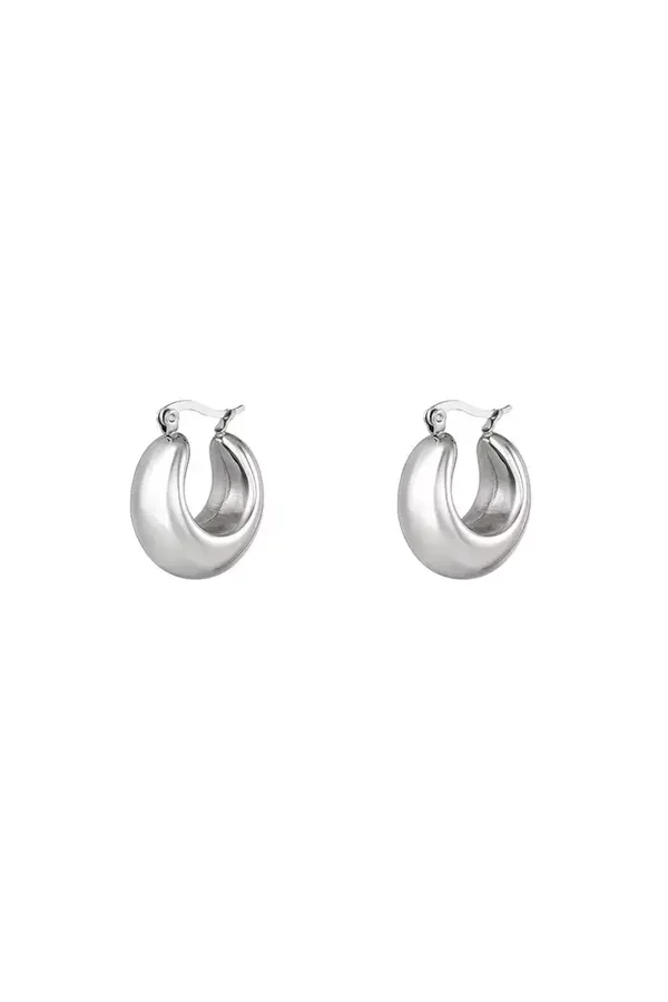 OORBELLEN CHUNKY HOOPS - ZILVER