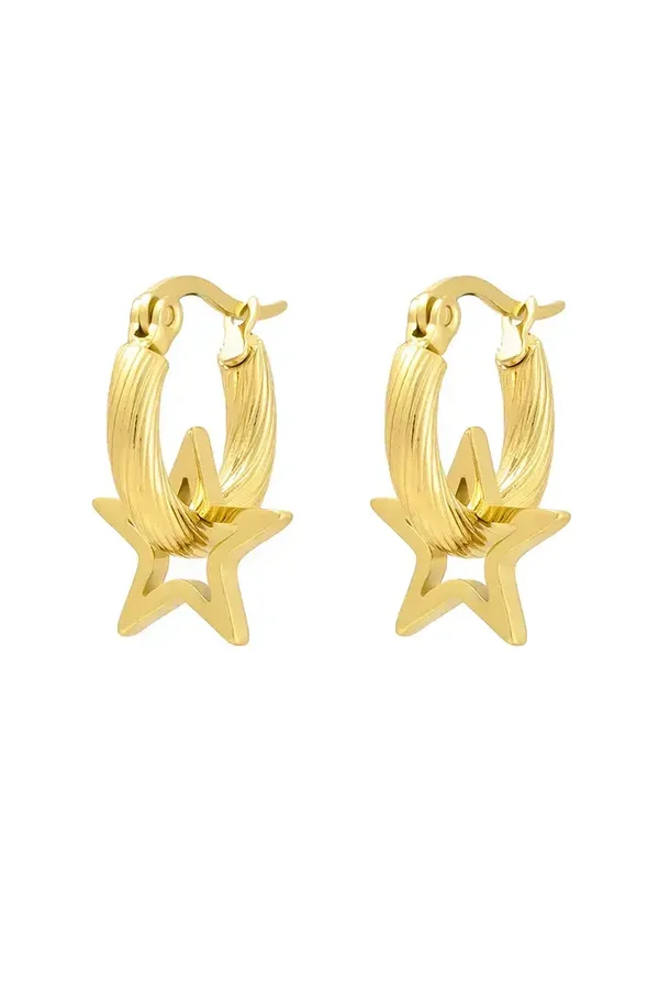 Oorbellen twisted star - Goud